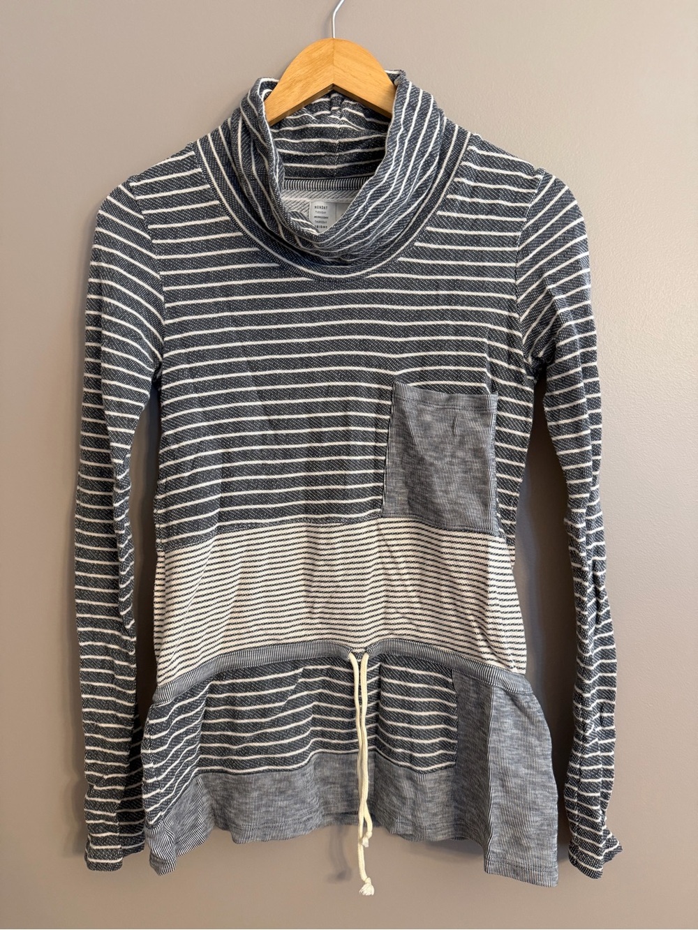 Saturday Sunday Anthropologie Striped Cowl Neck Sweatshirt Pullover Small